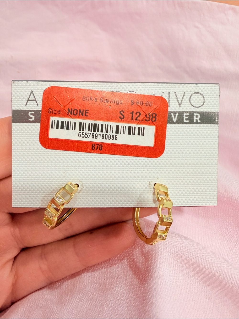 Argento Vivo Sterling Silver Hoop Earrings with Rectangular Crystal Accents